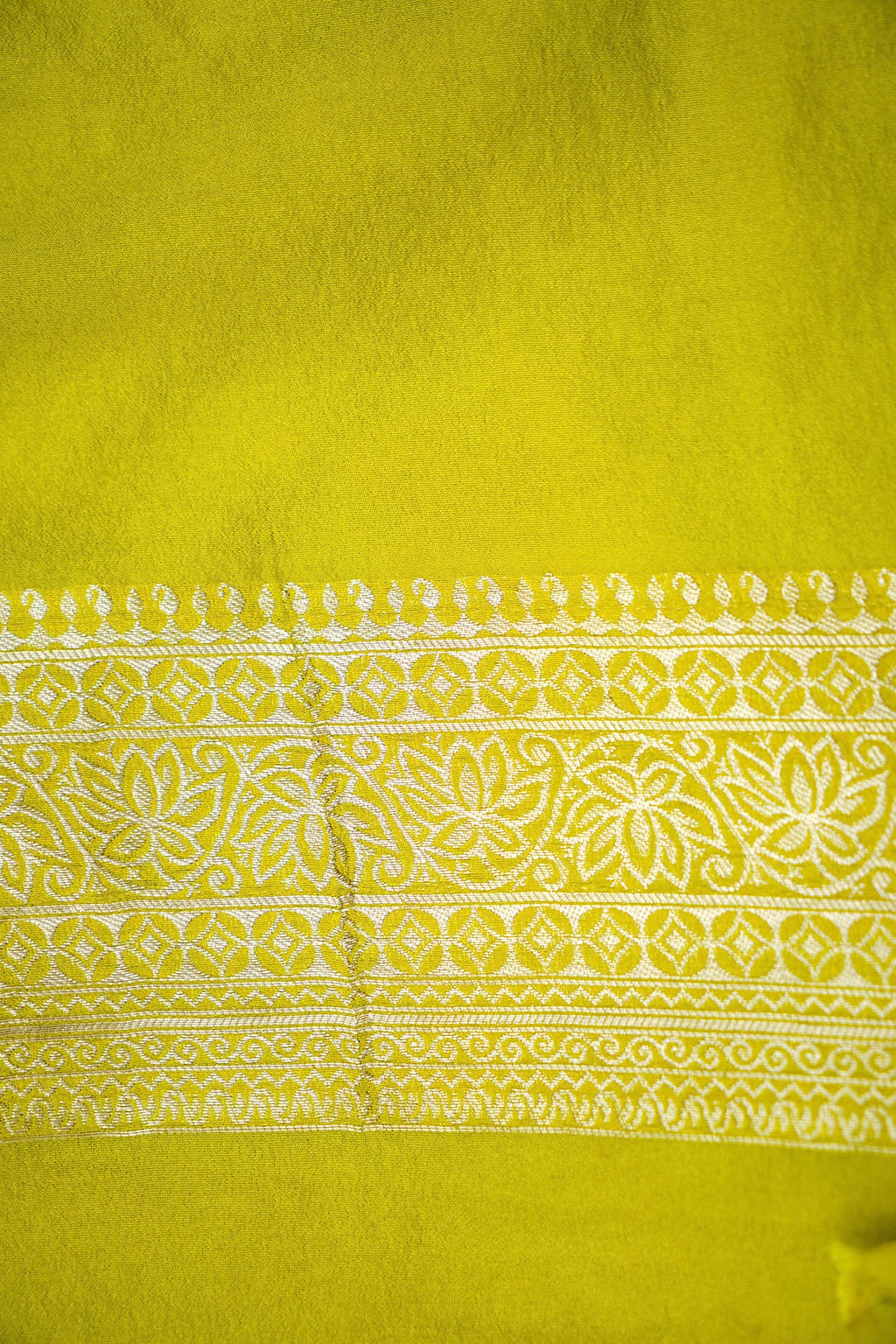 Lime Yellow Banarasi Georgette Saree