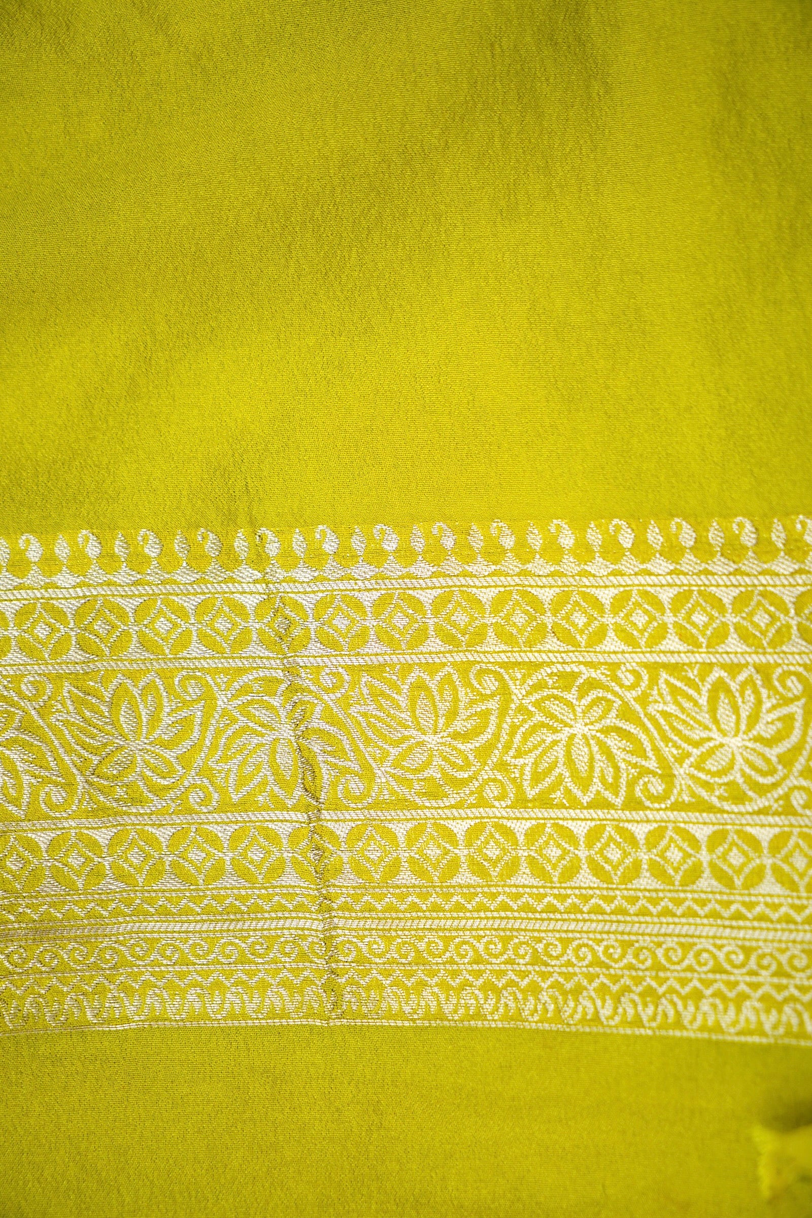 Lime Yellow Banarasi Georgette Saree