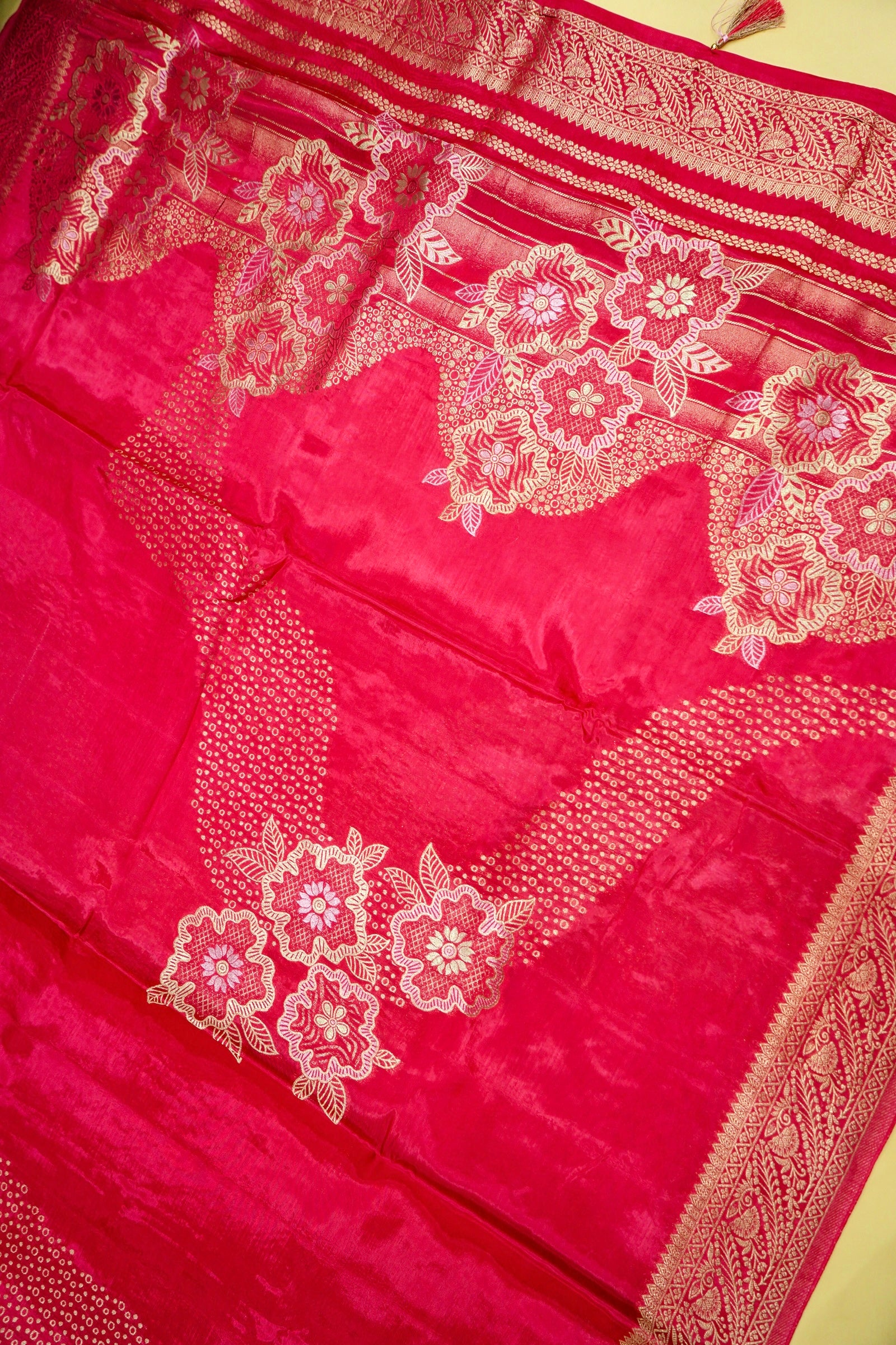 Rose Pink Banarasi Viscose Saree