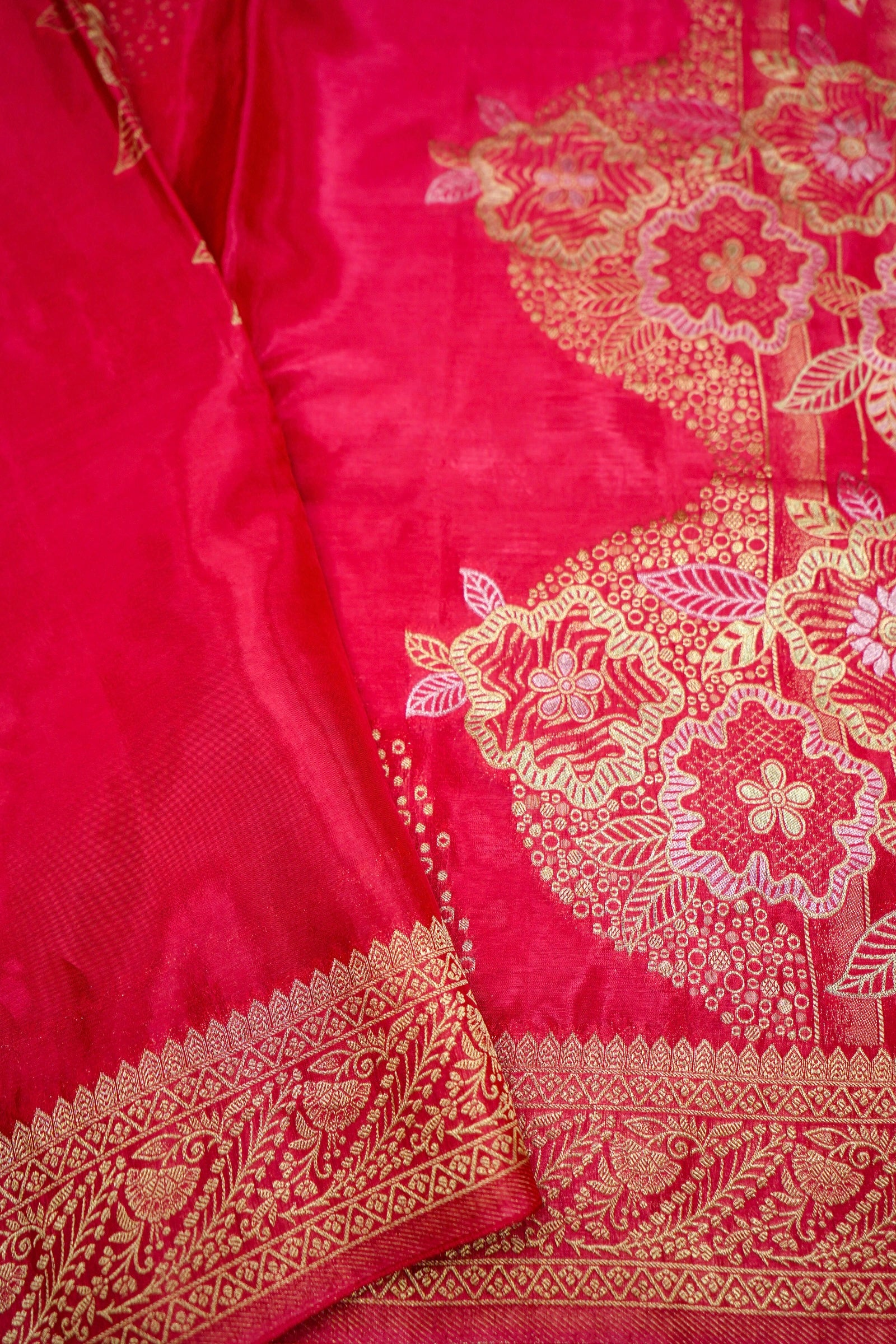 Rose Pink Banarasi Viscose Saree