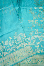 Seafoam Turquoise Banarasi Viscose Rich Silk Saree