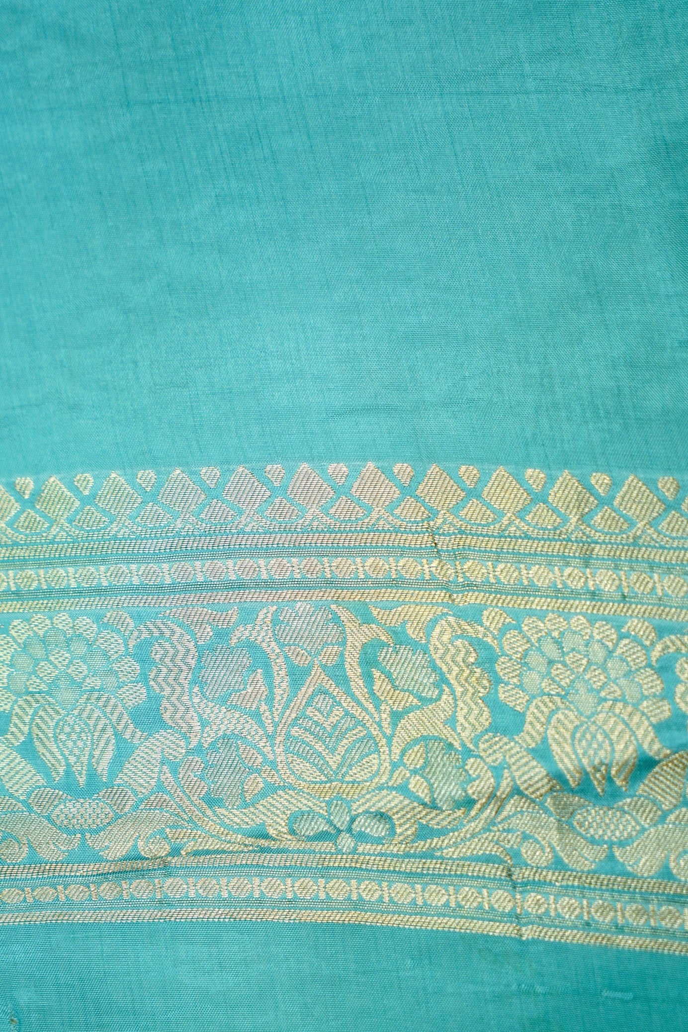 Seafoam Turquoise Banarasi Viscose Rich Silk Saree