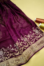 Deep Wine Banarasi Viscose Rich Silk Saree