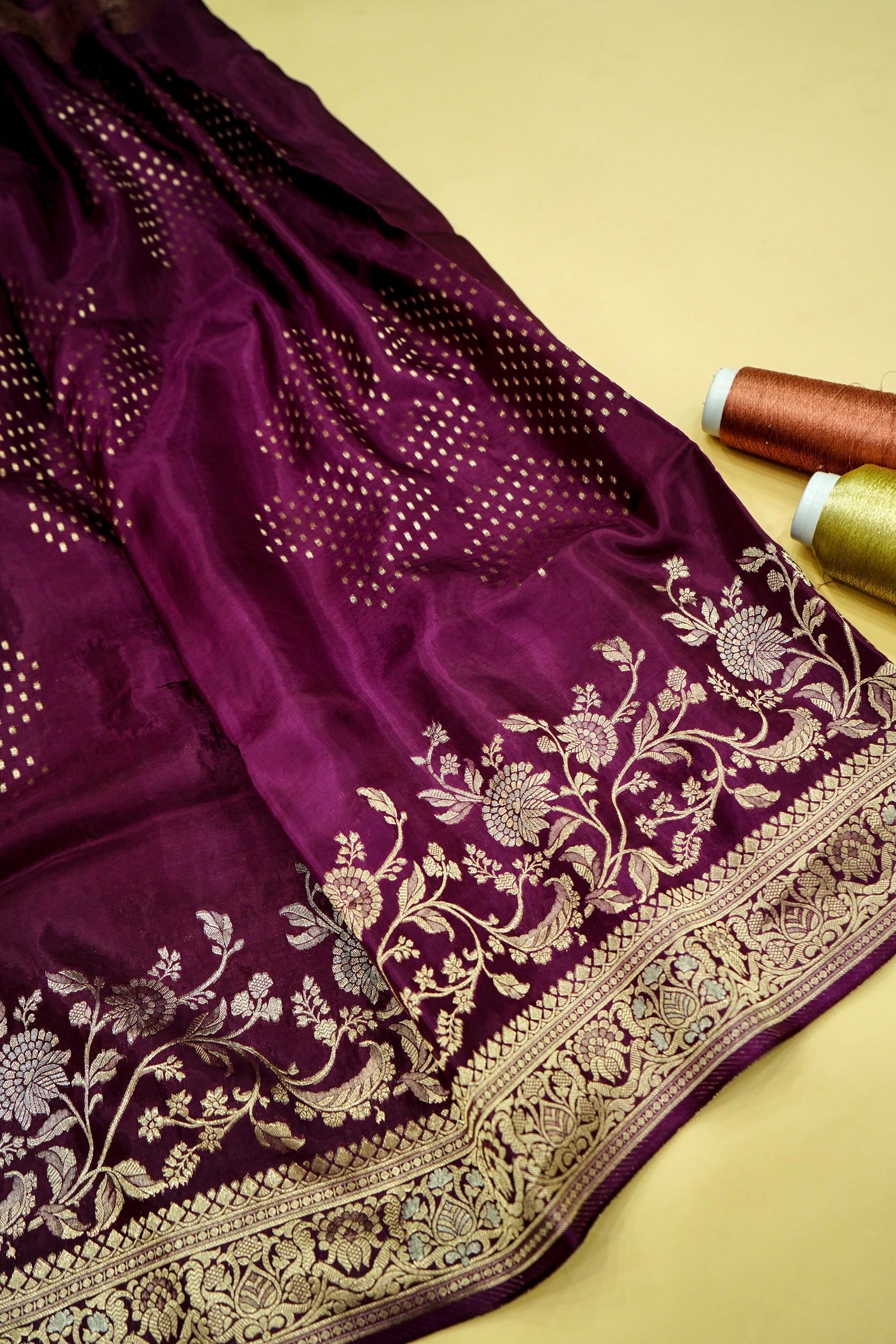 Deep Wine Banarasi Viscose Rich Silk Saree