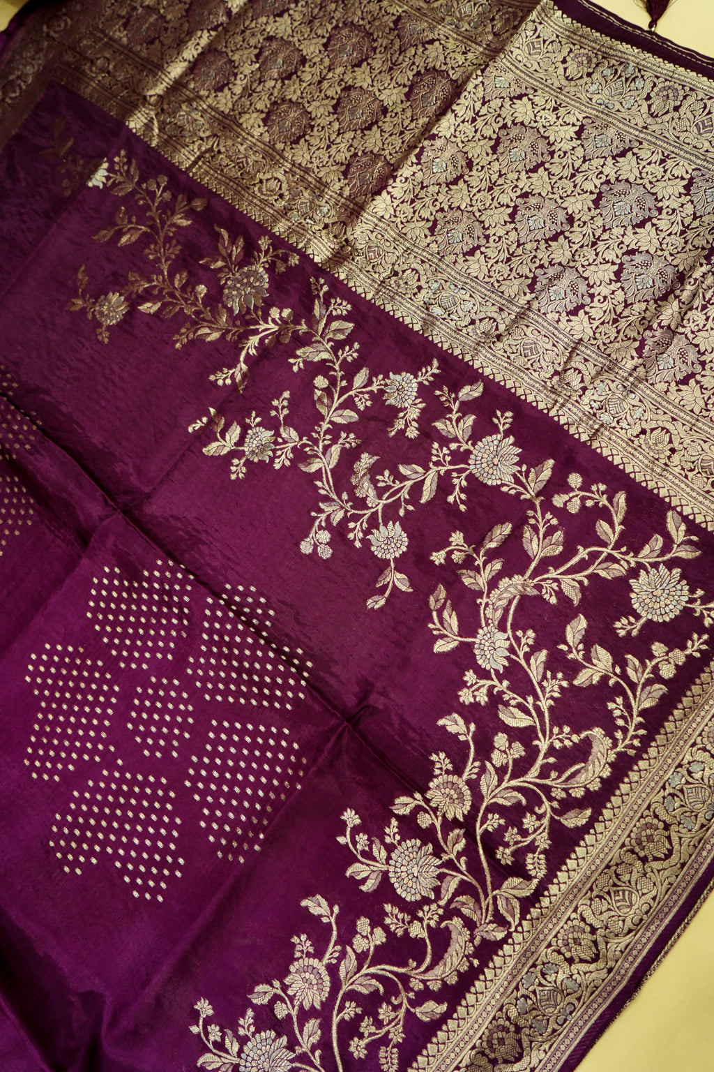 Deep Wine Banarasi Viscose Rich Silk Saree
