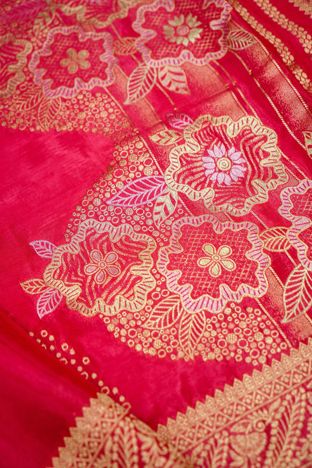 Rose Pink Banarasi Viscose Saree