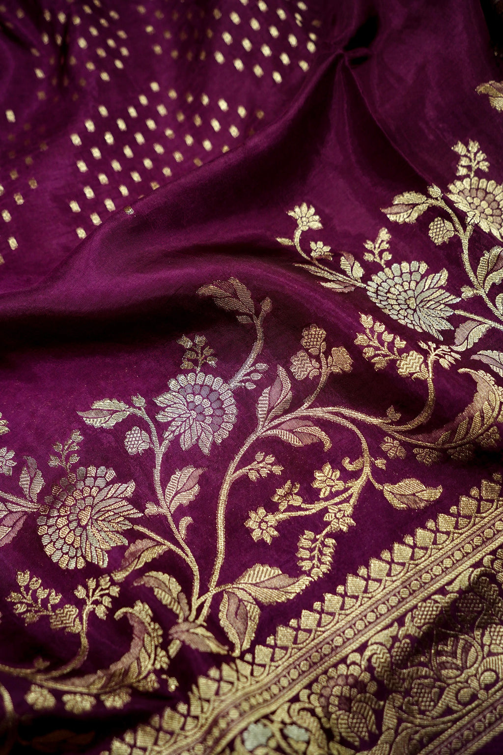 Deep Wine Banarasi Viscose Rich Silk Saree