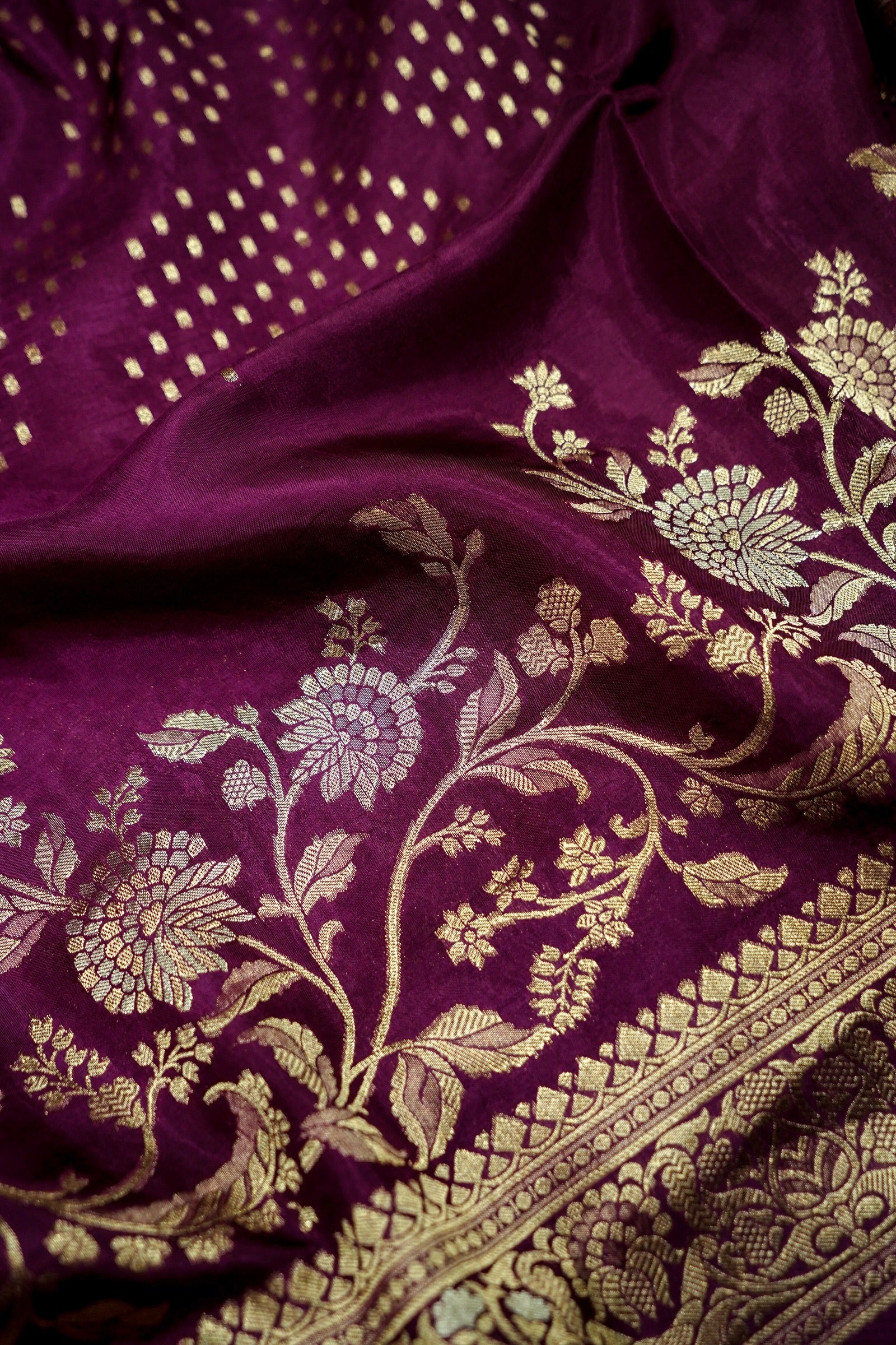 Deep Wine Banarasi Viscose Rich Silk Saree