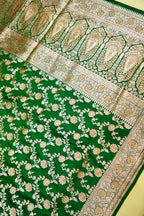 Emerald Green Banarasi Semi Katan Silk Saree
