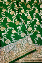 Emerald Green Banarasi Semi Katan Silk Saree