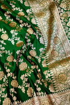 Emerald Green Banarasi Semi Katan Silk Saree