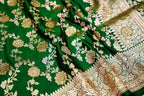 Emerald Green Banarasi Semi Katan Silk Saree