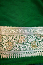 Emerald Green Banarasi Semi Katan Silk Saree