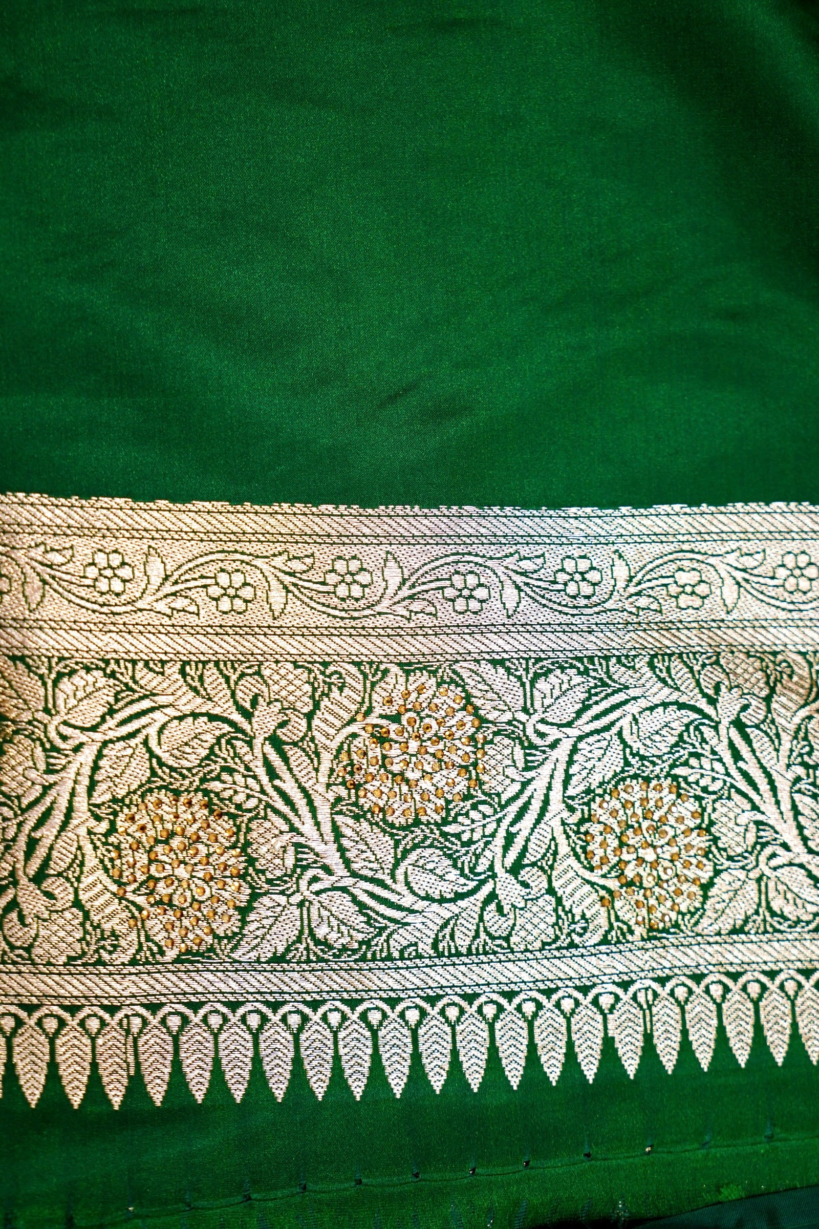 Emerald Green Banarasi Semi Katan Silk Saree