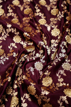 Deep Royal Maroon Banarasi Semi Katan Silk Saree