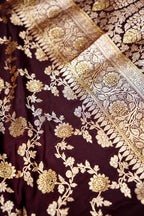 Deep Royal Maroon Banarasi Semi Katan Silk Saree