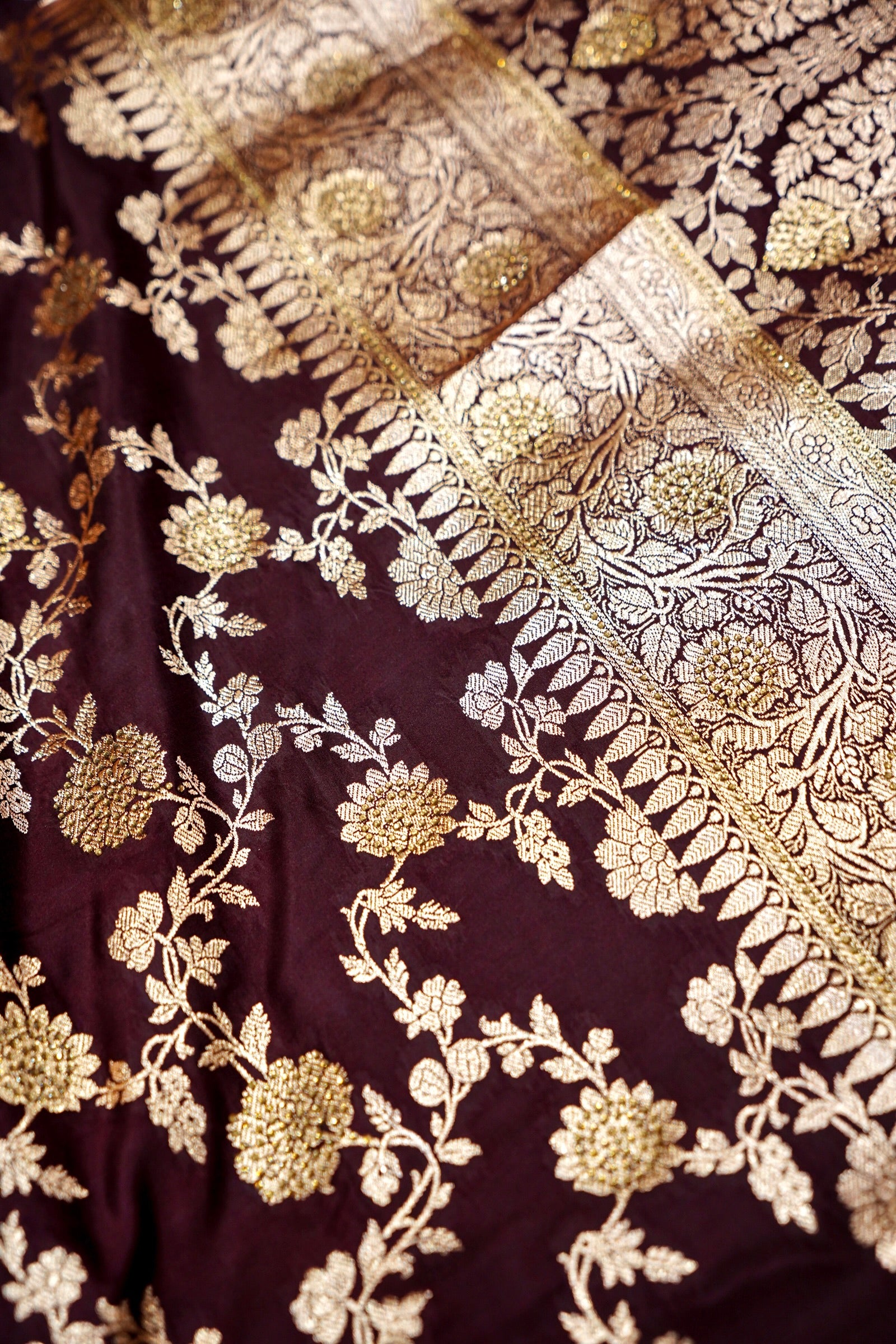 Deep Royal Maroon Banarasi Semi Katan Silk Saree